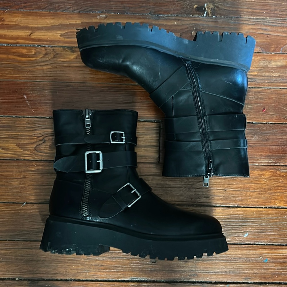 Black Madden Girl Moto Boots - 10